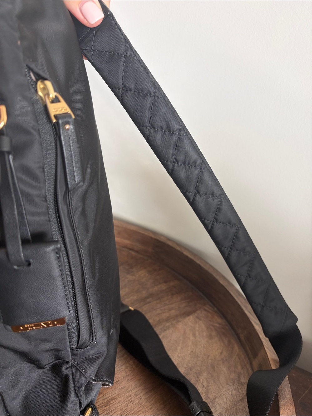TUMI Voyageur Nadia Convertible Backpack/Sling – Black Nylon Gold Hardware - Picture 15 of 15